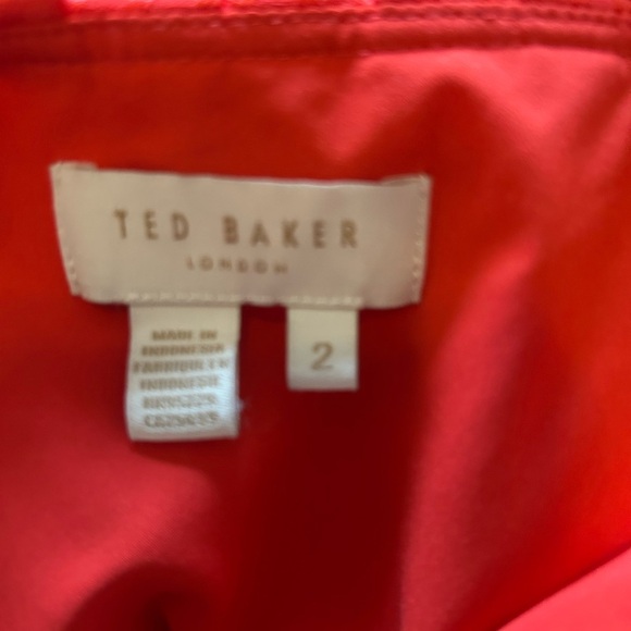 Ted Baker Camilmi Women’s Blouse Long Sleeve Ruffle Coral Red Size 2 ( US - Picture 6 of 8